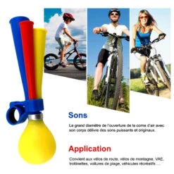 Avertisseur Coloré Pour Vélo En Forme De Trompe Trois Cornes -Messingschlager Soldes avertisseur colore pour velo en forme de trompe trois cornes 2