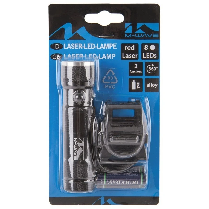 M-Wave Eclairage Pour Vélo Avant 8 LEDs Avec Laser 3 M-Wave Eclairage Pour Vélo Avant 8 LEDs Avec Laser